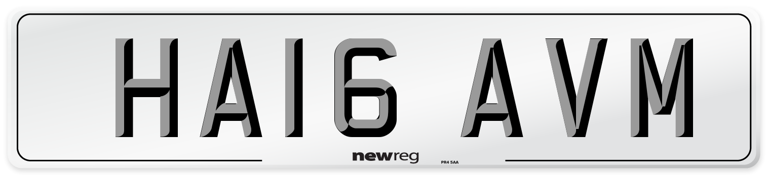 HA16 AVM Number Plate from New Reg